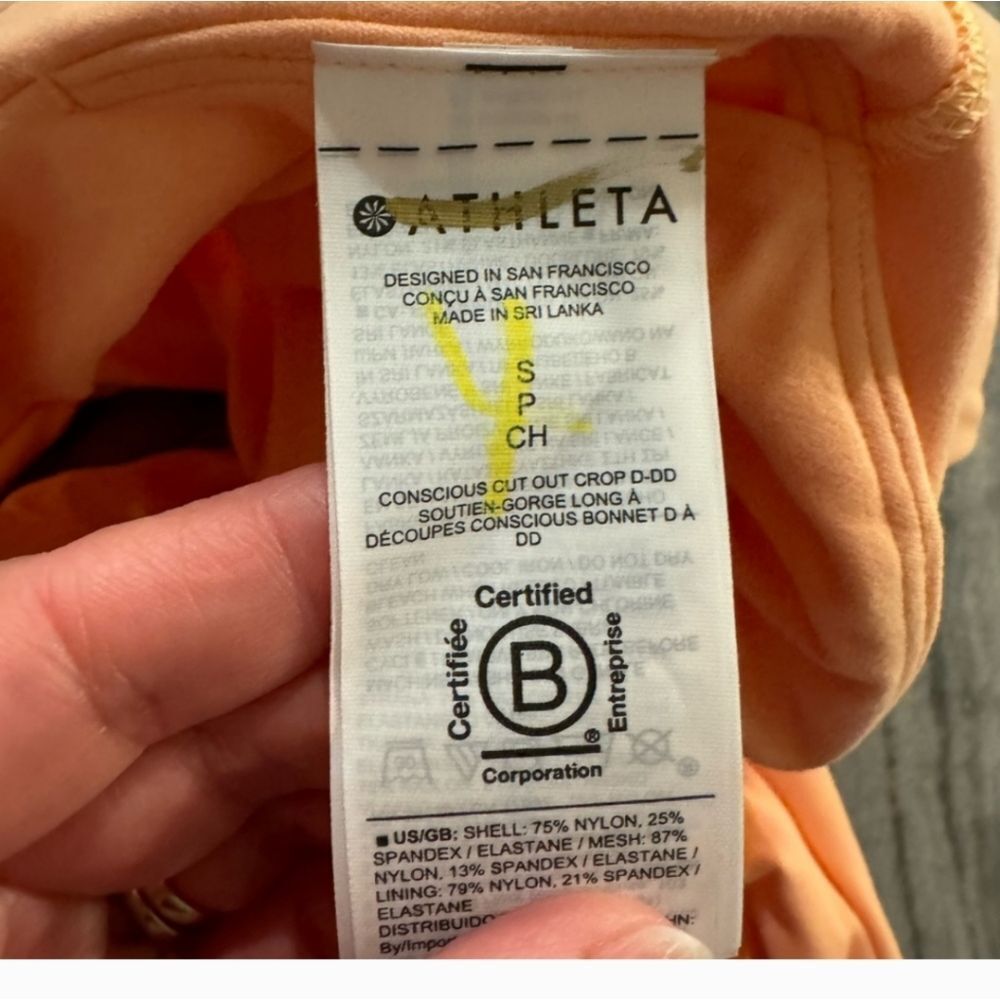 NWT Athleta Conscious Crop Cut Out Bra D-DD "Bright Peach" - Picture 12 of 12
